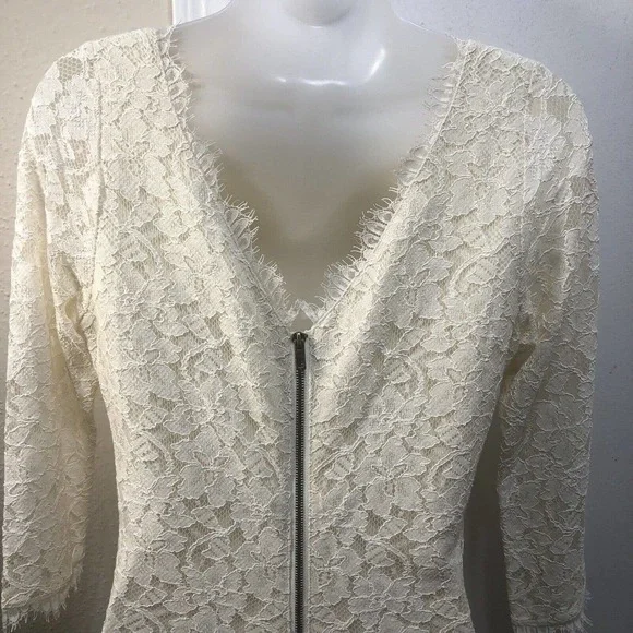 Diane Von Furstenberg Sz 8 Zarita Dress Ivory Lace Sheath Prom White  Wedding F2